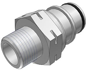 Straight, Thumb Latch - HFC Series Male to BSPT 3/8", PSU (Polysulfone) White, 1/2" Flow