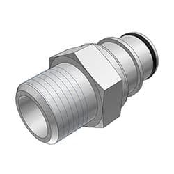 Male Thumb Latch - HFC Series to  1/2" Male NPT Thread, Straight, PSU (Polysulfone), Shut-Off