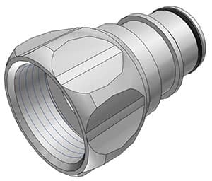 Straight, Thumb Latch - HFC Series Male to BSPP Female 3/4", PSU (Polysulfone) - UV Resistant Black, 1/2" Flow