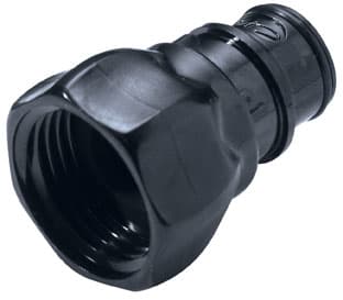 Straight, Thumb Latch - HFC Series Male to GHT Female 3/4", PSU (Polysulfone) - UV Resistant Black, 1/2" Flow