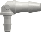 L-Reducer, 200 Series Barb 2,4mm (3/32") ID to 200 Series Barb 1,6mm (1/16") ID, PA (Polyamide) White