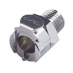 Female Thumb Latch - PLC/LC Series to  1/4" Male NPT Thread, Straight, Chrome Plated Brass, Open-Flow