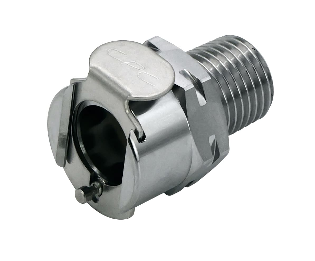 Straight, Thumb Latch - PLC/LC Series Female to BSPT 1/4", Chrome Plated Brass, 1/4" Flow, Metal Latch