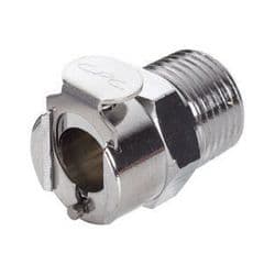 Female Thumb Latch - PLC/LC Series to  3/8" Male NPT Thread, Straight, Chrome Plated Brass, Open-Flow