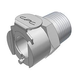 Female Thumb Latch - PLC/LC Series to  3/8" Male BSPP Thread, Straight, Chrome Plated Brass, Open-Flow