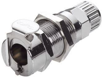 Panel Mount, Thumb Latch - PLC/LC Series Female to PTF (Push to Fit) 9,5mm (3/8") OD, Chrome Plated Brass, 1/4" Flow, Metal Latch