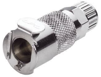 Straight, Thumb Latch - PLC/LC Series Female to PTF (Push to Fit) 9,5mm (3/8") OD, Chrome Plated Brass, 1/4" Flow, Metal Latch
