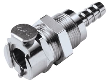Panel Mount, Thumb Latch - PLC/LC Series Female to Tube Fitment 6,4mm (1/4") ID, Chrome Plated Brass, 1/4" Flow, Metal Latch