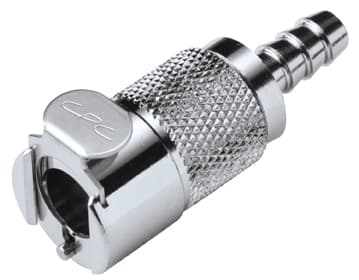 Straight, Thumb Latch - PLC/LC Series Female to Tube Fitment 6,4mm (1/4") ID, Chrome Plated Brass, 1/4" Flow, Metal Latch