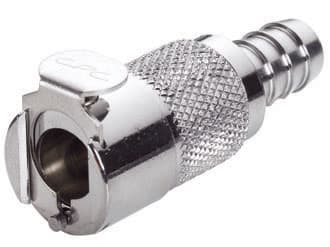 Straight, Thumb Latch - PLC/LC Series Female to Tube Fitment 9,5mm (3/8") ID, Chrome Plated Brass, 1/4" Flow, Metal Latch