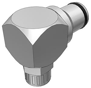 Elbow, Thumb Latch - PLC/LC Series Male to PTF (Push to Fit) 6,4mm (1/4") OD, Chrome Plated Brass, 1/4" Flow