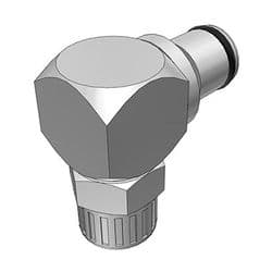 Male Thumb Latch - PLC/LC Series to  9,5mm (3/8") Tube Connection PTF (Push to Fit), Elbow, Chrome Plated Brass, Open-Flow