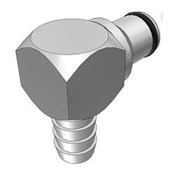 Male Thumb Latch - PLC/LC Series to  9,5mm (3/8") Tube Connection, Elbow, Chrome Plated Brass, Open-Flow