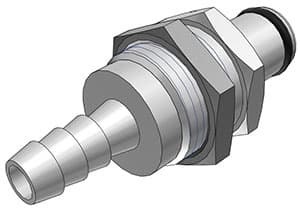 Panel Mount, Thumb Latch - PLC/LC Series Male to Tube Fitment 6,4mm (1/4") ID, Chrome Plated Brass, 1/4" Flow