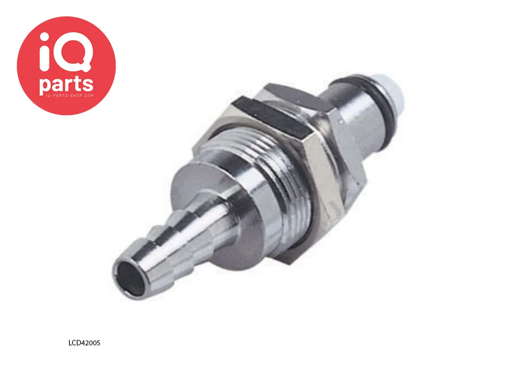 Panel Mount, Thumb Latch - PLC/LC Series Male to Tube Fitment 8,0mm (5/16") ID, Chrome Plated Brass, 1/4" Flow