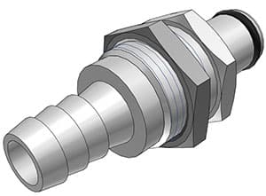 Panel Mount, Thumb Latch - PLC/LC Series Male to Tube Fitment 9,5mm (3/8") ID, Chrome Plated Brass, 1/4" Flow