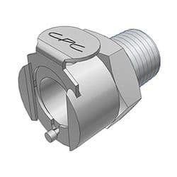 Female Thumb Latch - PLC/LC Series to  1/4" Male NPT Thread, Straight, Chrome Plated Brass, Shut-Off