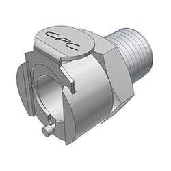 Female Thumb Latch - PLC/LC Series to  1/4" Male BSPP Thread, Straight, Chrome Plated Brass, Shut-Off