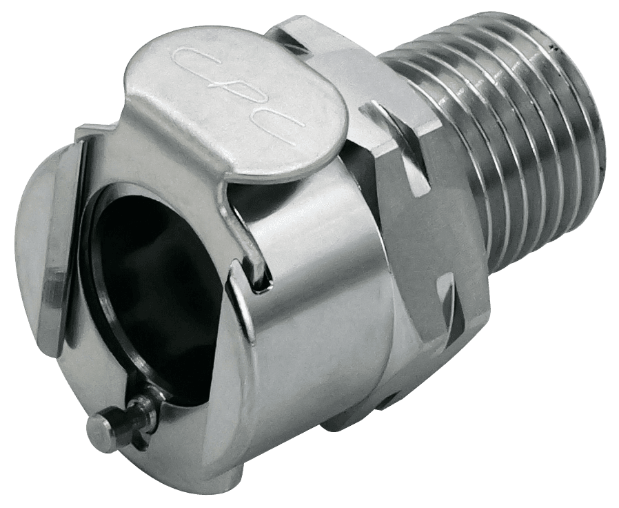 Straight, Thumb Latch - PLC/LC Series Female to BSPT 1/4", Chrome Plated Brass, 1/4" Flow, Metal Latch