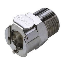 Female Thumb Latch - PLC/LC Series to  3/8" Male NPT Thread, Straight, Chrome Plated Brass, Shut-Off