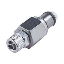 Male Thumb Latch - PLC/LC Series to  6,4mm (1/4") Tube Connection PTF (Push to Fit), Straight, Chrome Plated Brass, Shut-Off