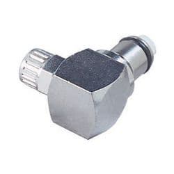 Male Thumb Latch - PLC/LC Series to  6,4mm (1/4") Tube Connection PTF (Push to Fit), Elbow, Chrome Plated Brass, Shut-Off