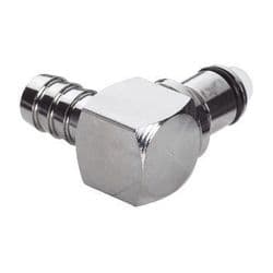 Male Thumb Latch - PLC/LC Series to  9,5mm (3/8") Tube Connection, Elbow, Chrome Plated Brass, Shut-Off