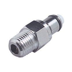 Male Thumb Latch - PLC/LC Series to  1/4" Male BSPP Thread, Straight, Chrome Plated Brass, Shut-Off