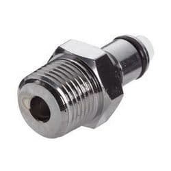 Male Thumb Latch - PLC/LC Series to  3/8" Male NPT Thread, Straight, Chrome Plated Brass, Shut-Off