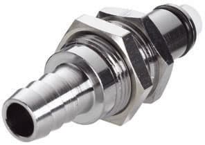 Panel Mount, Thumb Latch - PLC/LC Series Male to Tube Fitment 9,5mm (3/8") ID, Chrome Plated Brass, 1/4" Flow