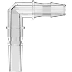 Male Rotating Adaptor to Tube Connection 3,2mm (1/8"), Elbow, PC (Polycarbonate), Clear