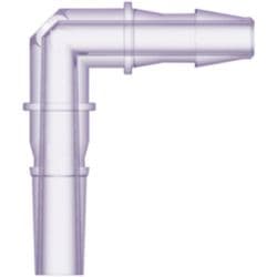 Male Rotating Adaptor to Tube Connection 3,2mm (1/8"), Elbow, PC (Polycarbonate) - Radiostable, Clear