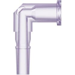 Male Rotating Adaptor to Female Luer Lock , Elbow, PC (Polycarbonate) - Radiostable, Clear