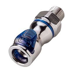 Female Thumb Latch - LQ4 Non-Spill Series to  1/4" Male NPT Thread, Straight, Chrome Plated Brass, Shut-Off