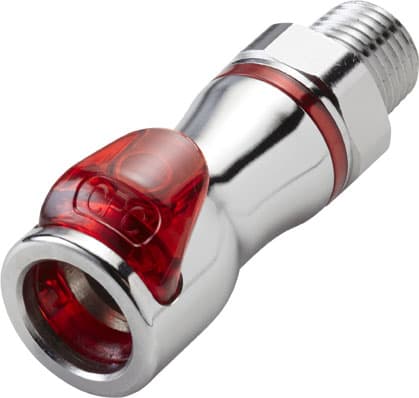Straight, Thumb Latch - LQ4 Non-Spill Series Female to NPT 1/4", Chrome Plated Brass Red, 1/4" Flow, Plastic Latch