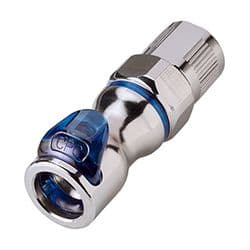 Female Thumb Latch - LQ4 Non-Spill Series to  9,5mm (3/8") Tube Connection PTF (Push to Fit), Straight, Chrome Plated Brass, Shut-Off