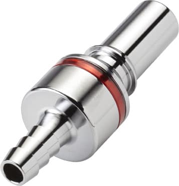 Straight, Thumb Latch - LQ4 Non-Spill Series Male to Tube Fitment 3,2mm (1/8") ID, Chrome Plated Brass Red, 1/4" Flow