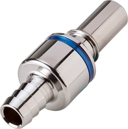 Straight, Thumb Latch - LQ4 Non-Spill Series Male to Tube Fitment 9,5mm (3/8") ID, Chrome Plated Brass Blue, 1/4" Flow