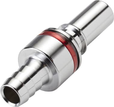Straight, Thumb Latch - LQ4 Non-Spill Series Male to Tube Fitment 9,5mm (3/8") ID, Chrome Plated Brass Red, 1/4" Flow