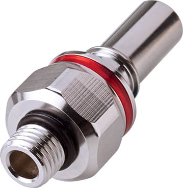 Straight, Thumb Latch - LQ4 Non-Spill Series Male to SAE 1/4", Chrome Plated Brass Red, 1/4" Flow