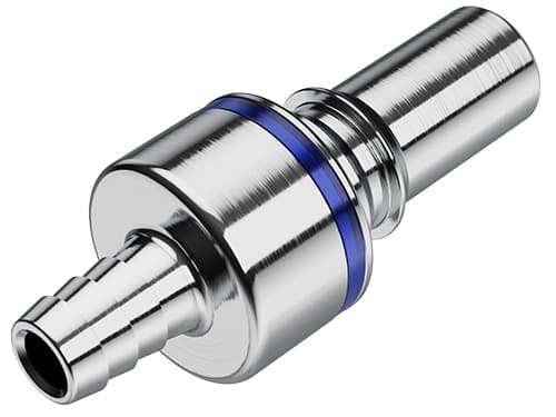 Straight, Thumb Latch - LQ6 Non-Spill Series Male to Tube Fitment 9,5mm (3/8") ID, Chrome Plated Brass Blue, 3/8" Flow