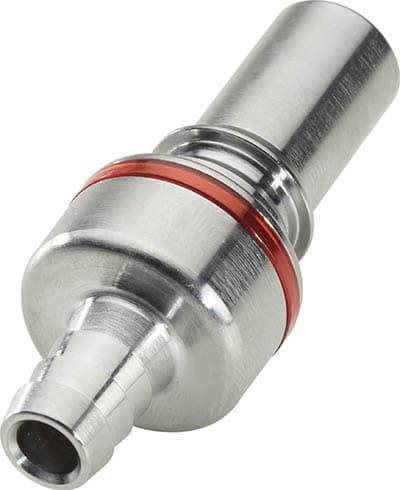Straight, Thumb Latch - LQ6 Non-Spill Series Male to Tube Fitment 9,5mm (3/8") ID, Chrome Plated Brass Red, 3/8" Flow
