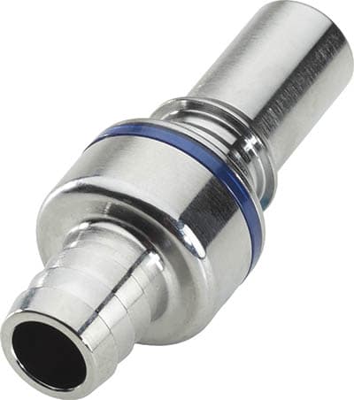 Straight, Thumb Latch - LQ6 Non-Spill Series Male to Tube Fitment 12,7mm (1/2") ID, Chrome Plated Brass Blue, 3/8" Flow