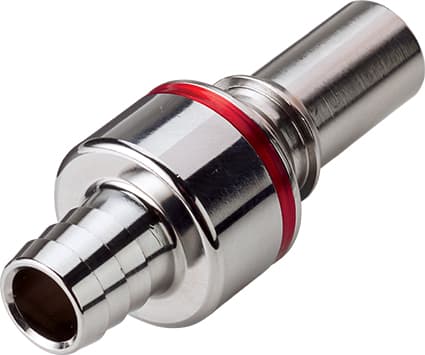 Straight, Thumb Latch - LQ6 Non-Spill Series Male to Tube Fitment 12,7mm (1/2") ID, Chrome Plated Brass Red, 3/8" Flow