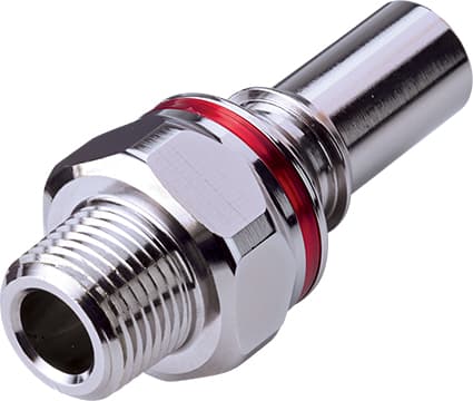 Straight, Thumb Latch - LQ6 Non-Spill Series Male to NPT 3/8", Chrome Plated Brass Red, 3/8" Flow