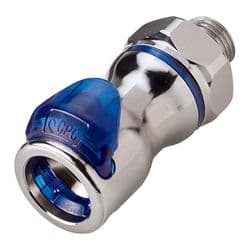 Female Thumb Latch - LQ6 Non-Spill Series to  3/8" Male SAE Thread, Straight, Chrome Plated Brass, Shut-Off