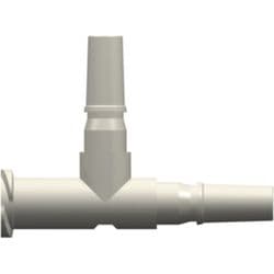 Male Rotating Adaptor to Female Luer Thread , T, ABS (Acrylonitrile butadiene styrene), White