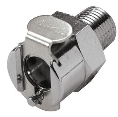 Straight, Thumb Latch - PMC/MC Series Female to NPT 1/8", Chrome Plated Brass, 1/8" Flow, Metal Latch