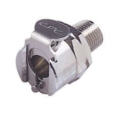 Female Thumb Latch - PMC/MC Series to  1/8" Male NPT Thread, Straight, Chrome Plated Brass, Open-Flow