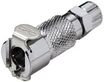 Straight, Thumb Latch - PMC/MC Series Female to PTF (Push to Fit) 6,4mm (1/4") OD, Chrome Plated Brass, 1/8" Flow, Metal Latch